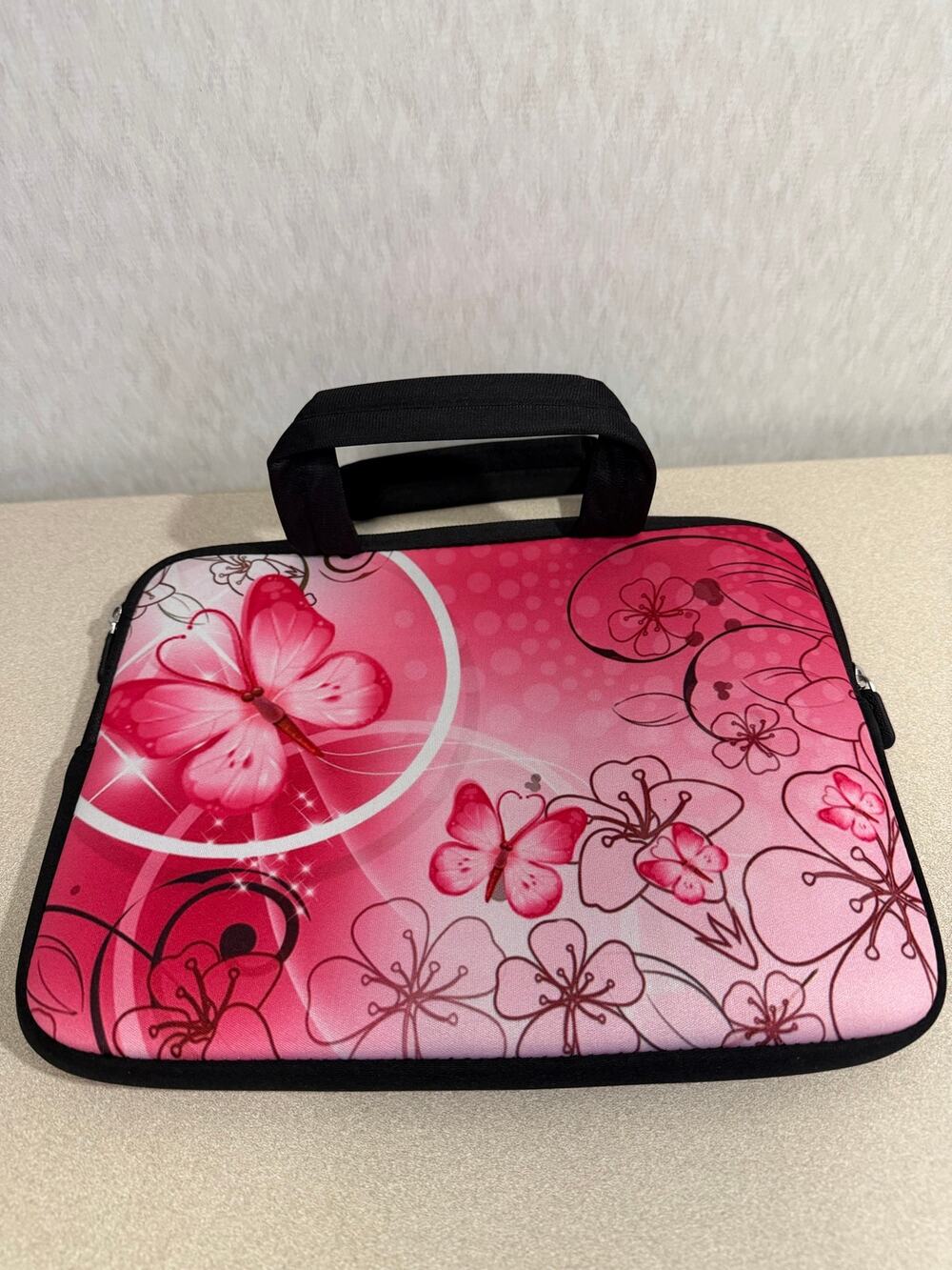 iColor Insulated Lunch Bag Pink Cherry Blossom Butterfly Print Cooler Tote